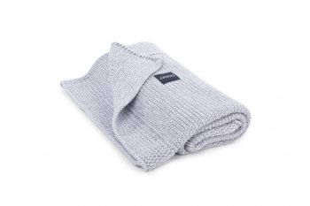 light grey knitted blanket by Poofi
